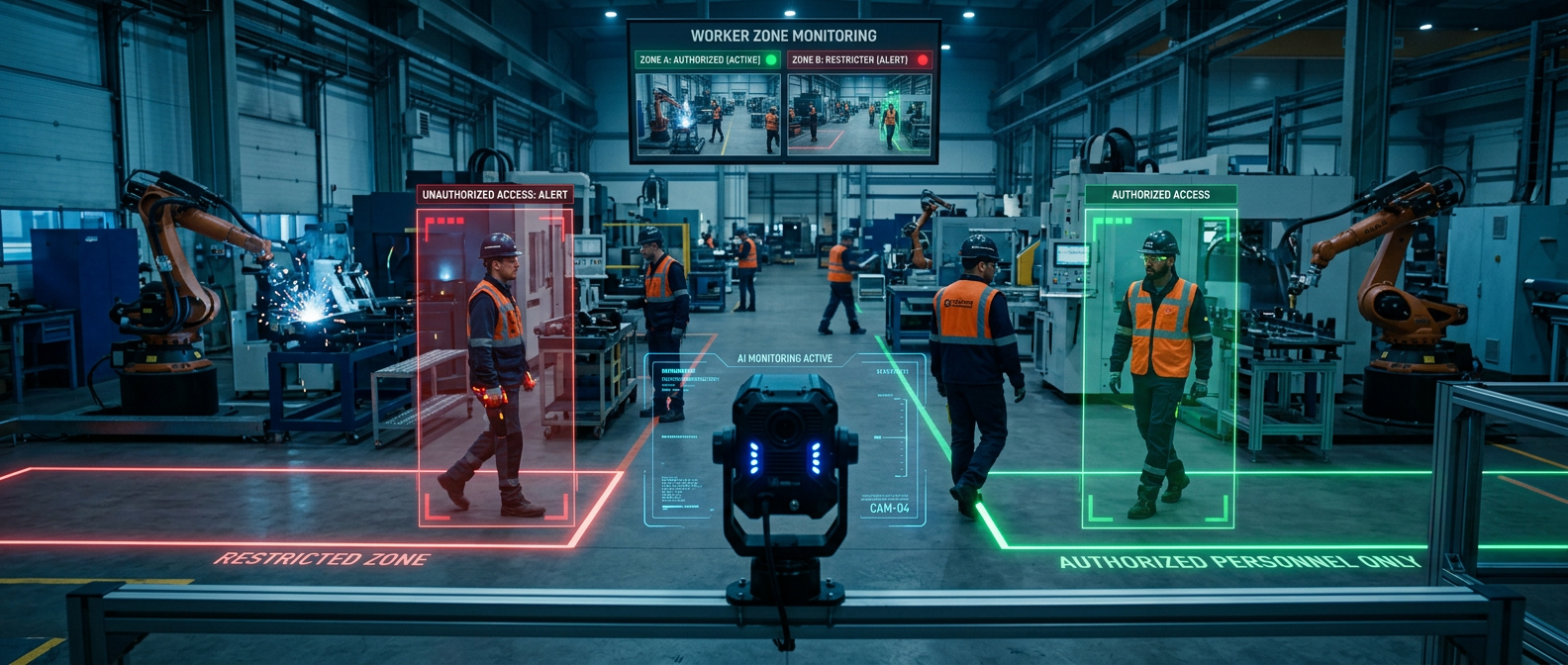 Work Zone View What is worker zone monitoring? How AI enforces access control on ...